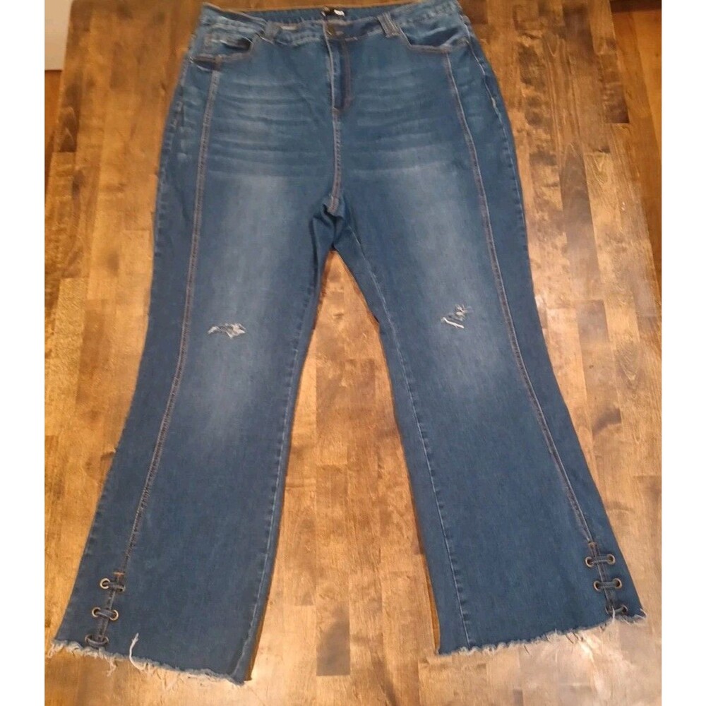 Fashion Nova Skinny Jeans Women's Size 20 Blue Mid Rise Medium Wash Distressed